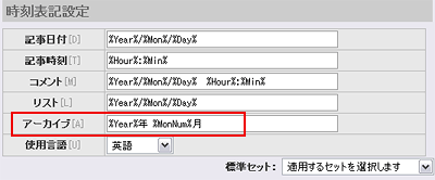 月別アーカイブリストを日本語化